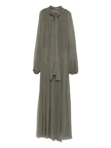 Плиссированное макси-платье с завязками Atu Body Couture, зеленый
