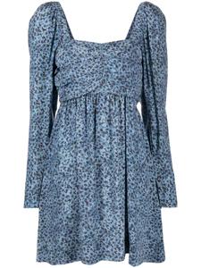 GANNI креповое платье мини с принтом, синий