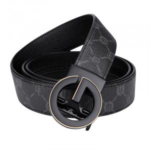 Автоматическая пряжка ремень из ПВХ мужской черный Gunmetal/золото 3,5 см GOLF, стиль Gunmetal 2 (улучшенная упаковка)