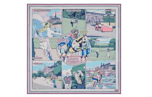 HERMES Шёлковый шарф, Mont Blanc/Vertical/Rose