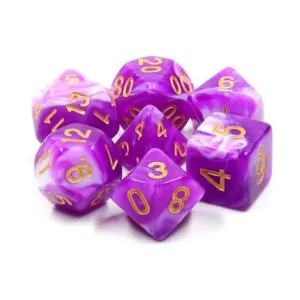 Набор Poly — ягодно-кремовый с золотом (7), Dice Sets - Resin/Acrylic - Blue, Green, & Purple (Foam Brain Games)