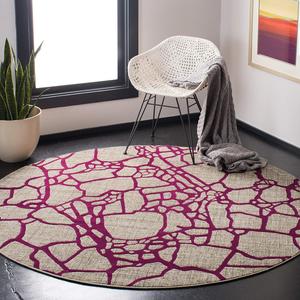 Ковер SAFAVIEH, 201 x 201 см, коллекции Porcello - круглый, светло-серый и фиолетовый, современный абстрактный дизайн, без линьки и простой в уходе, идеален для помещений с высокой проходимостью в гостиной, спальне (PRL7737B)