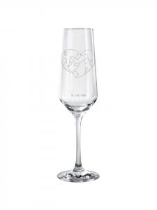 Бокал для шампанского с рисунком в виде сердца выдры (без надписи) прозрачный Mr. & Mrs. Panda