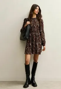 Мини-Платье с расклешенным подолом и анималистическим принтом New Look, Brown Pattern