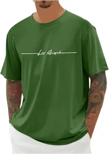 Мужская футболка оверсайз 2026 года: летний принт с круглым вырезом и городским рисунком, базовый свободный крой для повседневного использования, Green