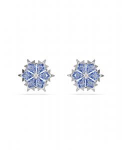 Волшебные серьги-гвоздики с родиевым покрытием Swarovski, Blue