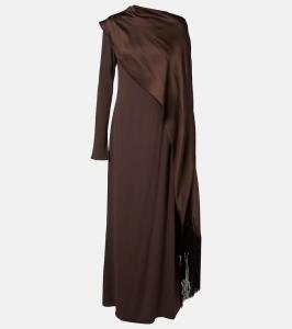 Платье из крепа кади с пелериной Taller Marmo, Chocolate