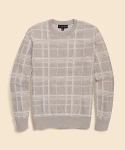 Свитер с круглым вырезом и текстурированной клеткой из хлопка Supima
