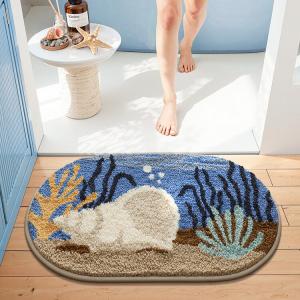 Dajiang Ковер 80х50 см из флока для ванной комнаты, впитывающий, нескользящий, с узором "Морская ракушка"