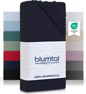 Простыня на резинке Basics 140x200 см, джерси, 100% хлопок, темно-синий, цвет "океан" Blumtal