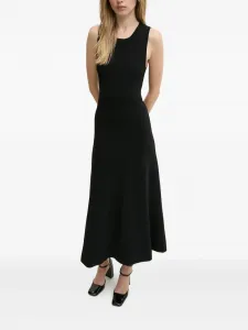 Платье миди из ребристой ткани без рукавов MOSCHINO JEANS, черный