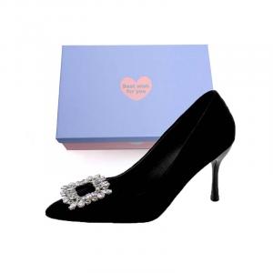 Xingdiman Стройные каблуки на высоком каблуке женские черные в подарочной коробке - черная замша 8 см, цвет Black Suede 8CM