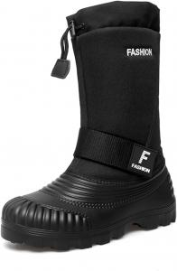 Зимние мужские ботинки на платформе, водонепроницаемые, противоскользящие, с утеплителем, рабочие, уличные, средние по голени Generic, черный