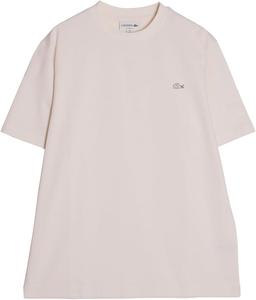 Футболка LACOSTE Мужская футболка с круглым вырезом и коротким рукавом, с рисунком в виде контурных часов, светло-бежевый