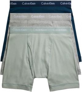 Мужское нижнее белье Calvin Klein, классика из хлопка, 3 пары трусов-боксеров, Classic Navy, Sage Meadow, Grey Heather