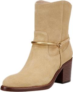 Женские ботильоны FYS с закругленным носком, на высокой и широкой колодке, средней высоты каблук, на широкую голень, на каждый день, повседневная обувь, размеры 4-16 США, Nude