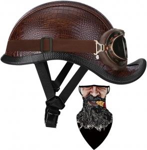 Шлем мотоциклетный SWSAL из кожи, коричневый