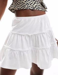 Многоярусная мини-юбка-фонарик ASOS DESIGN белого цвета