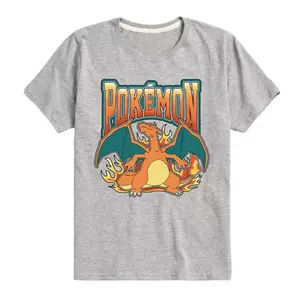 Футболка для мальчиков 8-20 лет с принтом покемона Charizard в стиле колледжа Licensed Character, серый