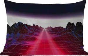 Подушка для улицы - Игровая - Футуристическая - Неоновая - 50 x 30 см - Устойчива к погодным условиям - Подушка для отдыха - Подушка для дивана - Украшение для гостиной MuchoWow