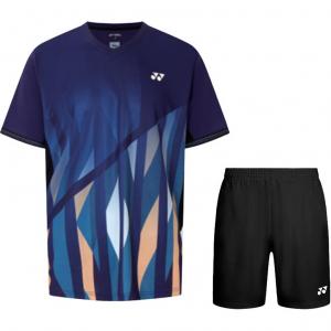 Мужская повседневная спортивная одежда средней ценовой категории Yonex, clothing sets[denim темно-синий  top+черный shorts]