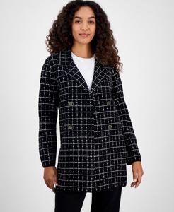 Пальто-свитер с отложным воротником Kasper, Black/white