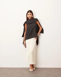 Платье миди ARRANGE с квадратным вырезом и воротником-стойкой в ​​монохромной цветовой гамме