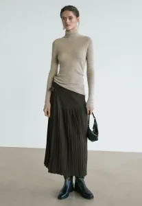 Плиссированная юбка миди с аппликацией в виде складок Massimo Dutti, Grey