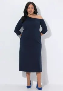 Трикотажное платье links schulterfrei alinie с рукавами 3/4 Ulla Popken, Marine