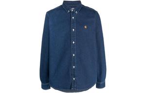 Джинсовая рубашка с вышитым логотипом и пуговицами Carhartt WIP, синий