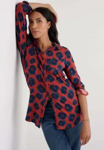 Блузка с пуговицами и рисунком голубиного растения Seasalt Cornwall, Red Inky Anemone Tomato