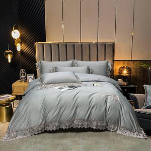 DUYHBAWRS Комплект постельного белья из египетского хлопка с кружевной вышивкой