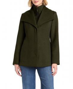 Женское короткое шерстяное пальто с несъемным нагрудником Vince Camuto, Olive
