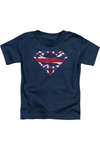 Футболка с коротким рукавом для малышей с гербом Великобритании и Суперменом Gildan, темно-синий