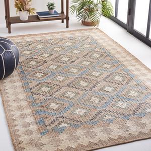 SAFAVIEH Kilim Collection ковер, 183 x 275 см, Blue & Ivory, ручное плетение джут, идеально для помещений с высокой проходимостью в гостиной, спальне (KLM756M)