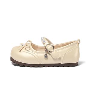 Нескользящие и износостойкие, легкие, амортизирующие, низкие детские кожаные туфли для детей Snoffy, золотой