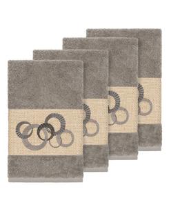 Набор из 4 декоративных полотенец для рук Annabelle из турецкого хлопка Linum Home, темно-серый