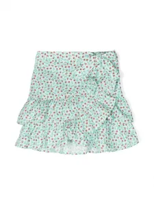 Мини-юбка с оборками и цветочным принтом Les Coyotes De Paris, синий