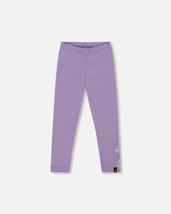 Органические хлопковые джерси леггинсы фиолетово-серые с цветочным принтом Deux par Deux