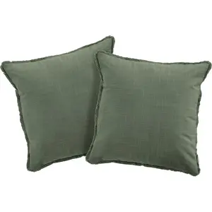 Декоративная подушка LeGer Home от Лены Герке Marusha, вид льна, 50x50 см, с бахромой, современная, без наполнителя, 1 шт. Leger Home By Lena Gercke, темно-зеленый