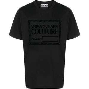 Флисовая хлопковая футболка VERSACE JEANS COUTURE, черный