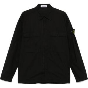 Рубашка Logo Patch Long Sleeved Overshirt STONE ISLAND, черный