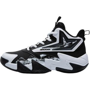 Детские баскетбольные кроссовки с высокой амортизацией и износостойкостью QIAODAN, черный/белый