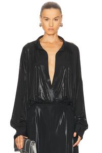 Супербольшая боди-рубашка в стиле бойфренд Norma Kamali, Black