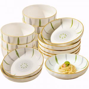 Чаши KAWASIMAYA, 5-Inch Rice Bowls (8-Pack) + 7-Inch Deep Plates (8-Pack)