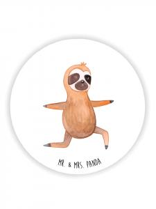 Mr. & Mrs. Panda Белый магнит на холодильник с изображением ленивца и занимающегося йогой без слов