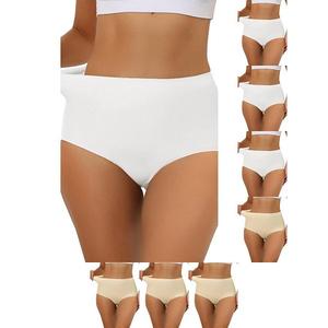 8 пар женских эластичных трусиков-хипстеров без швов с высокой талией Inspire Chic, White Beige