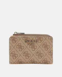 Кошелек для карт и монет с молнией и магнитной застежкой Guess, белый