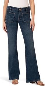 Джинсы KUT from the Kloth Ana Petite Flare With Patch Pockets Reg Hem, Deductive