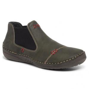 Ботинки женские Rieker короткие с декоративной строчкой, зеленый